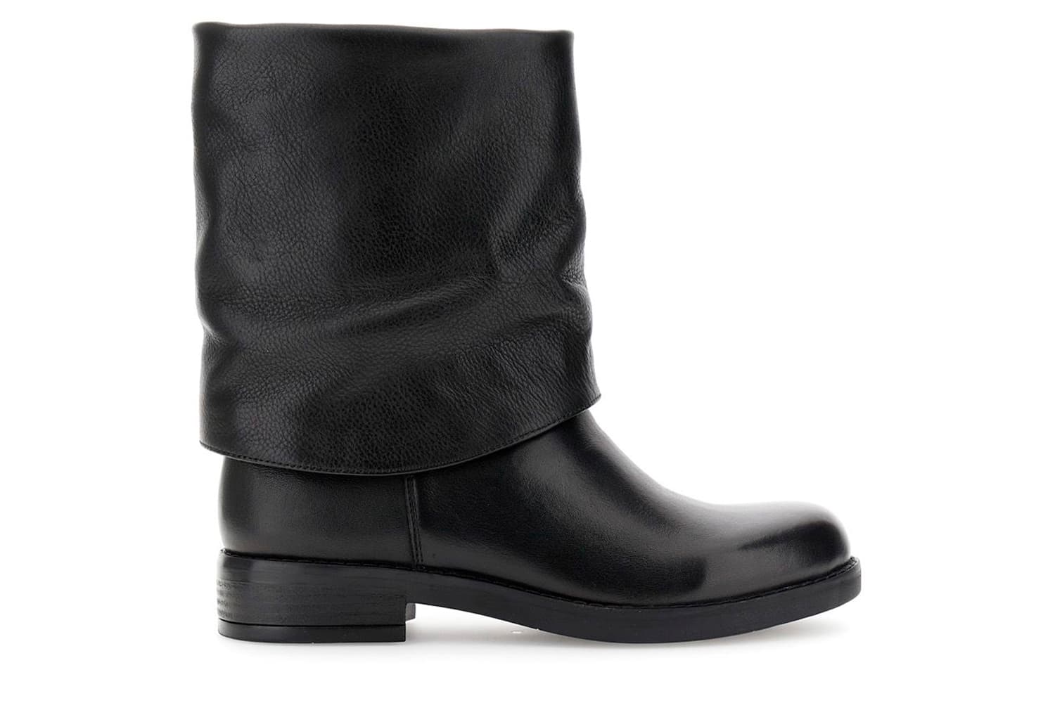 botines de piel con vuelta black 38