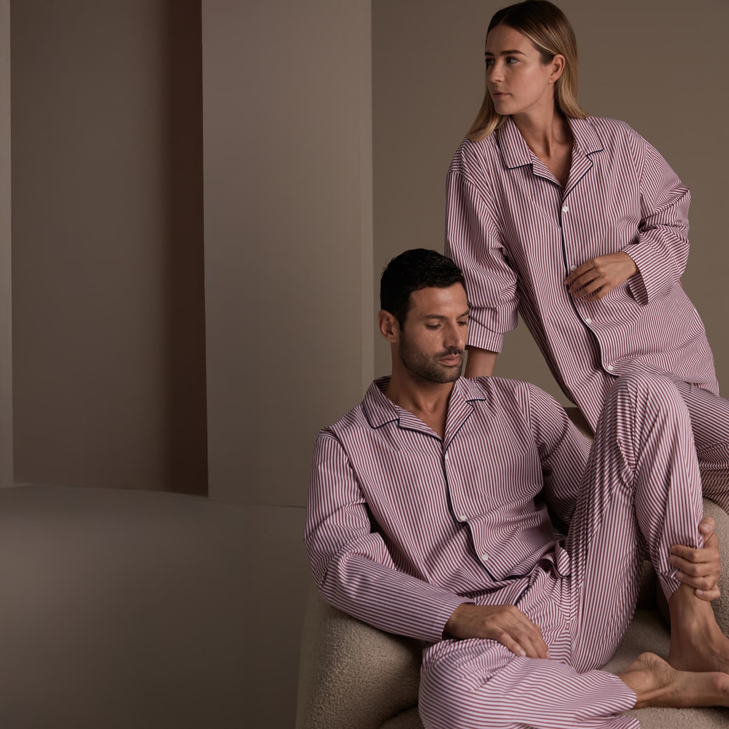 Frette Men's Passage Poplin Pyjama in Burgundy Size XL, Cotton | Made in Italy