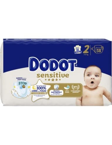 Dodot Sensitive Pañal Infantil Talla 2 4-8 Kg 58 Unidades