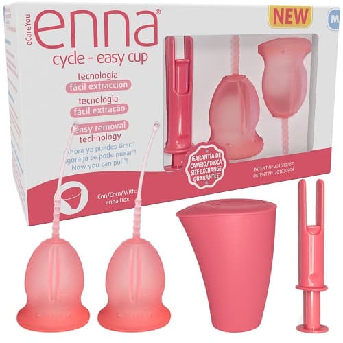 Copa Menstrual Enna T-M 2 Copas Easy + Caja Esteriliz + Aplicad.