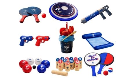 Juegos de playa y accesorios de la selección de fútbol de Francia: Raquetas de playa de 32 cm con 2 pelotas