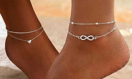 Pulsera tobillera con charm: Símbolo del infinito / 1 unidad