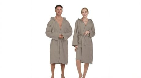 Albornoz unisex con capucha de microfibra: Gris topo / M