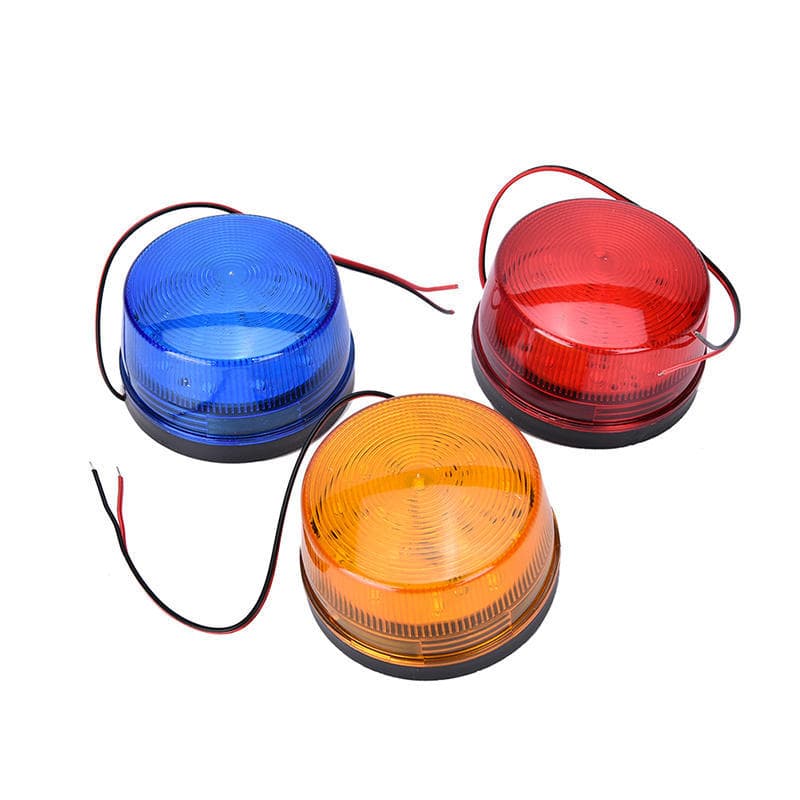 Lámpara de luz intermitente de advertencia con señal estroboscópica de alarma de seguridad LED de 12 V de color naranja, azul y rojo azul
