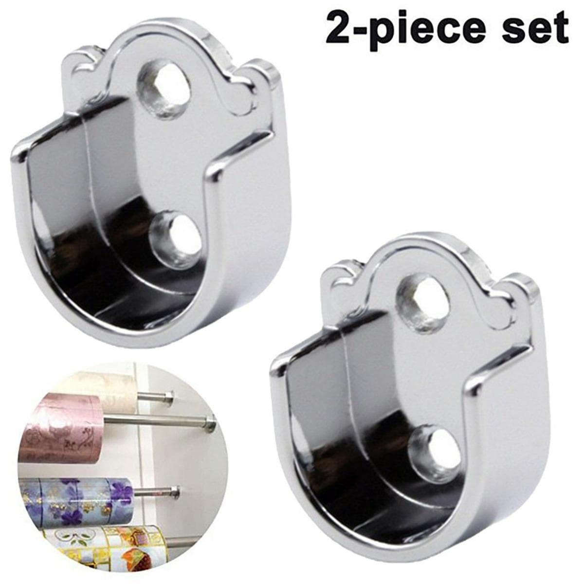 2 soportes para armario, resistentes, con brida para barra de armario, soporte para riel en forma de U, herrajes para muebles