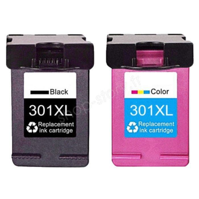 Cartuchos de Tinta - SHOP-STORY - HP 301 XL - Pacote de 2 - Preto e Tricolor - Compatível com HP