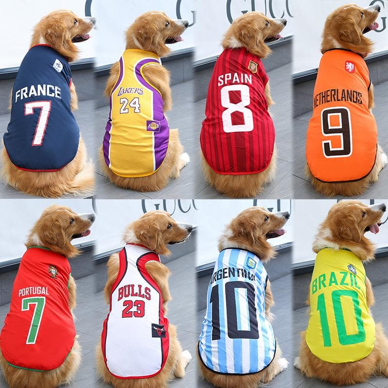 Suministros para mascotas Primavera y verano Perros y gatos grandes y medianos Moda para el hogar Chaleco de malla Ropa de baloncesto de la Copa del M