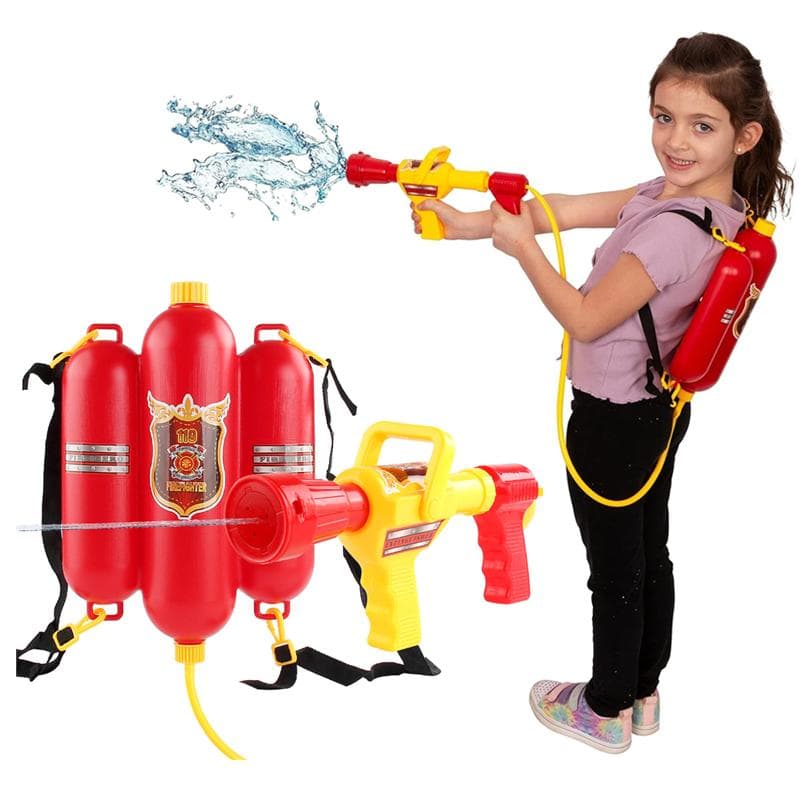 Mochila de bombero con pistolas de agua y sombrero de bombero, juguetes acuáticos de verano para niños al aire libre, para fiestas en la playa,