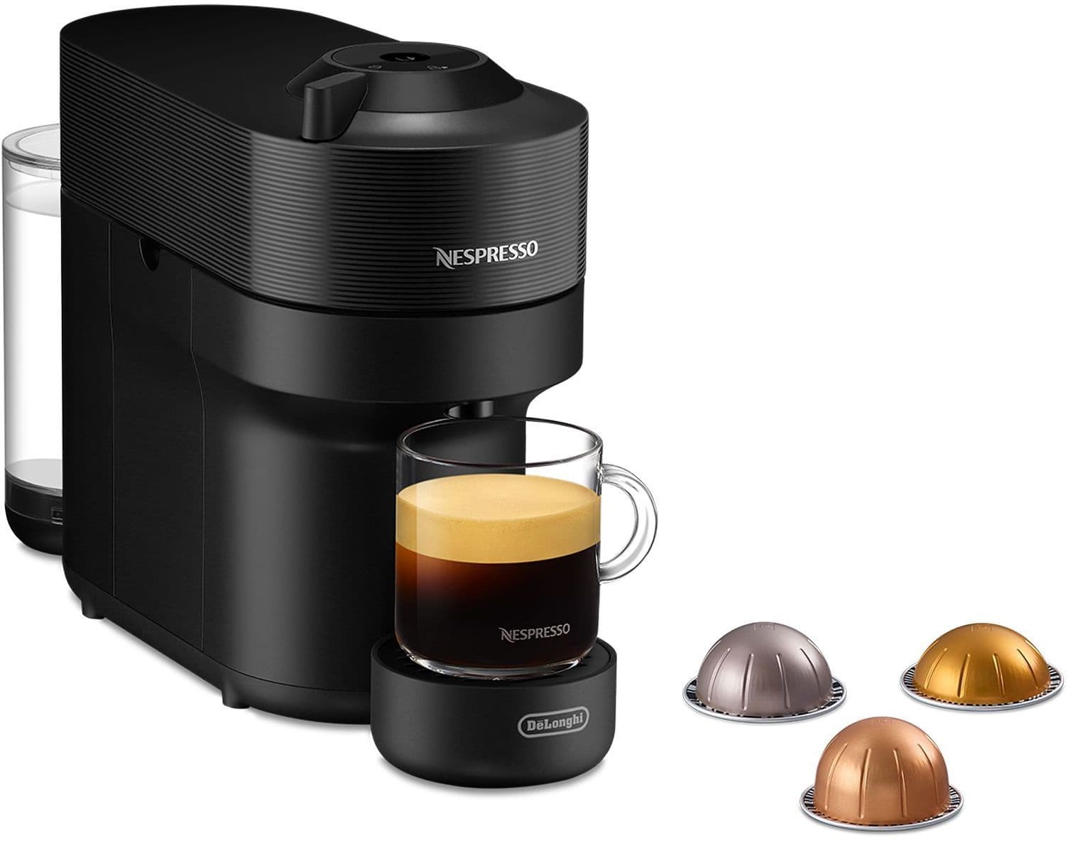 Máquina de café de cápsulas - Nespresso - De'Longhi - Vertuo pop - ENV90.B - Negro - 7 cápsulas Nespresso incluidas