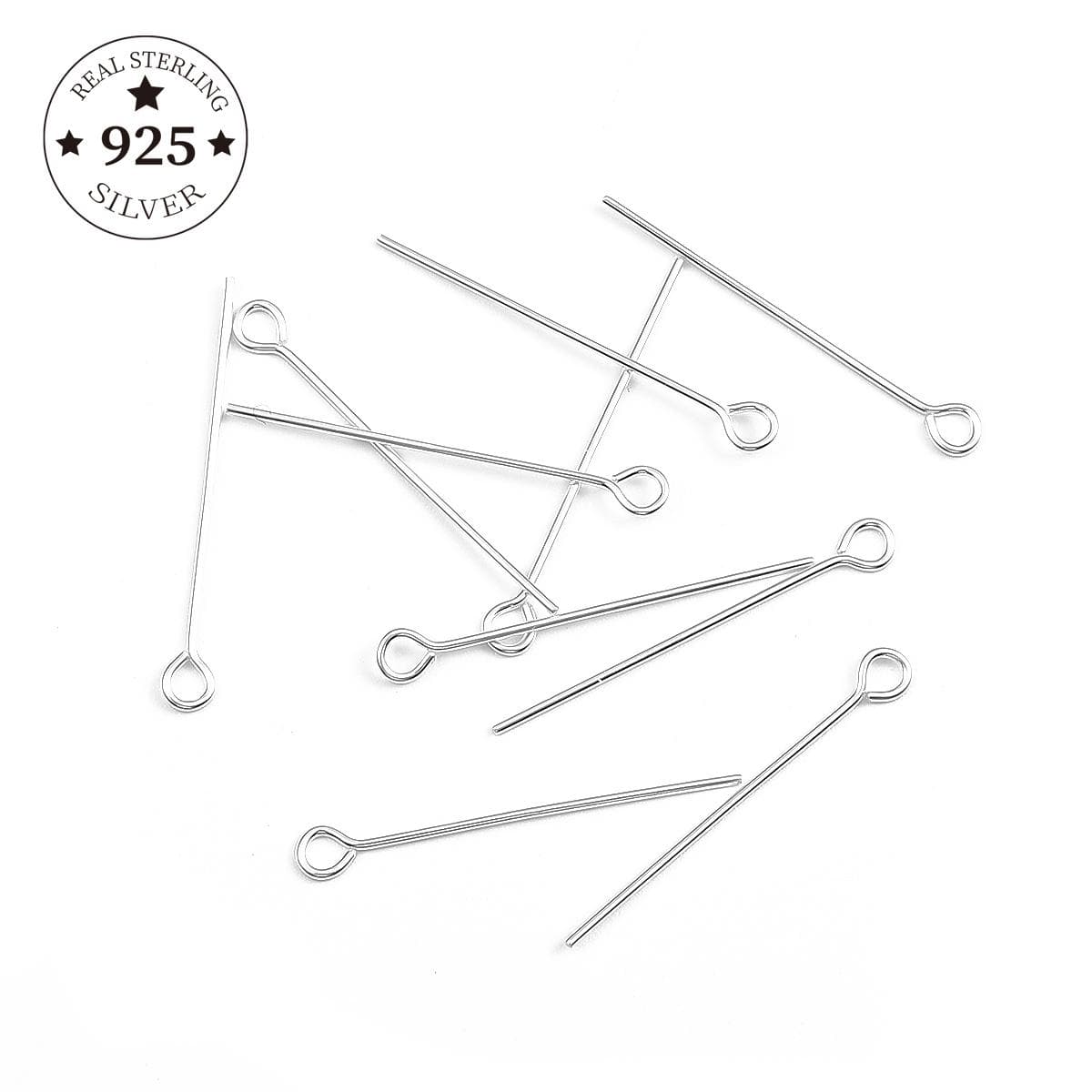Alfileres con cabeza de bola de Plata de Ley 925, agujas con 9 ojetes, cabezas en forma de T, alfileres, cuentas, pendientes, accesorios de joyería,