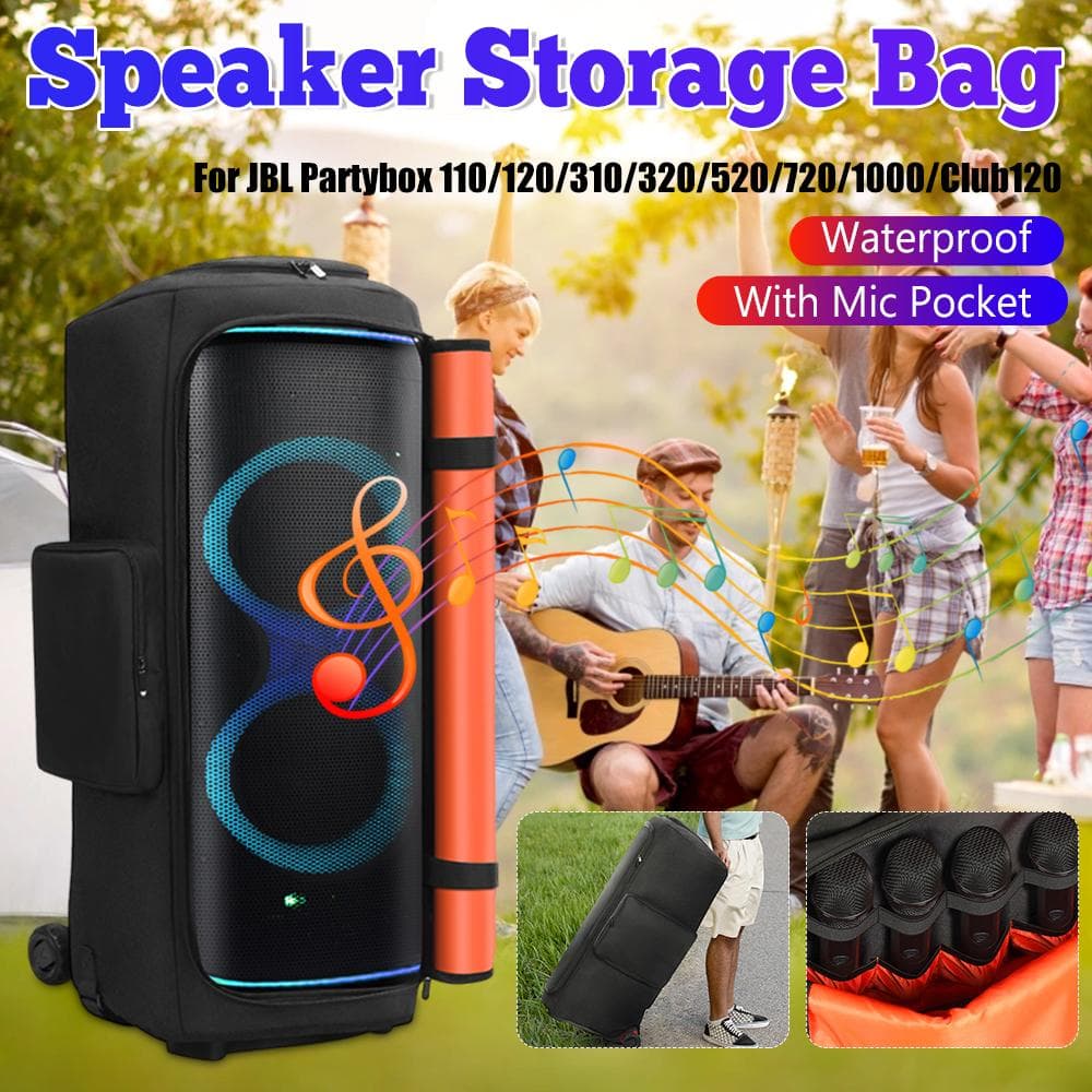 Para Altavoz Portátil JBL Partybox 720 Funda Antipolvo con Bolsillo para Micrófono Bolsa de Almacenamiento para Altavoz a Doble Cara Resistente al