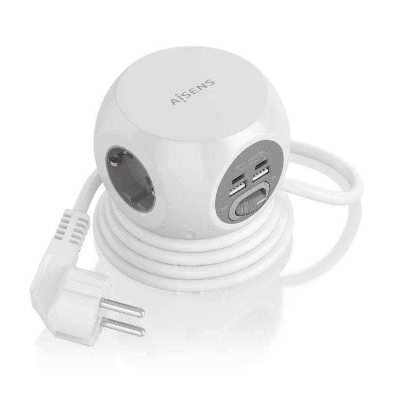 Aisens Regleta Sobremesa Multifuncion con 3 Tomas + 2xUSB-C/2xUSB-A 1.4m Blanca
