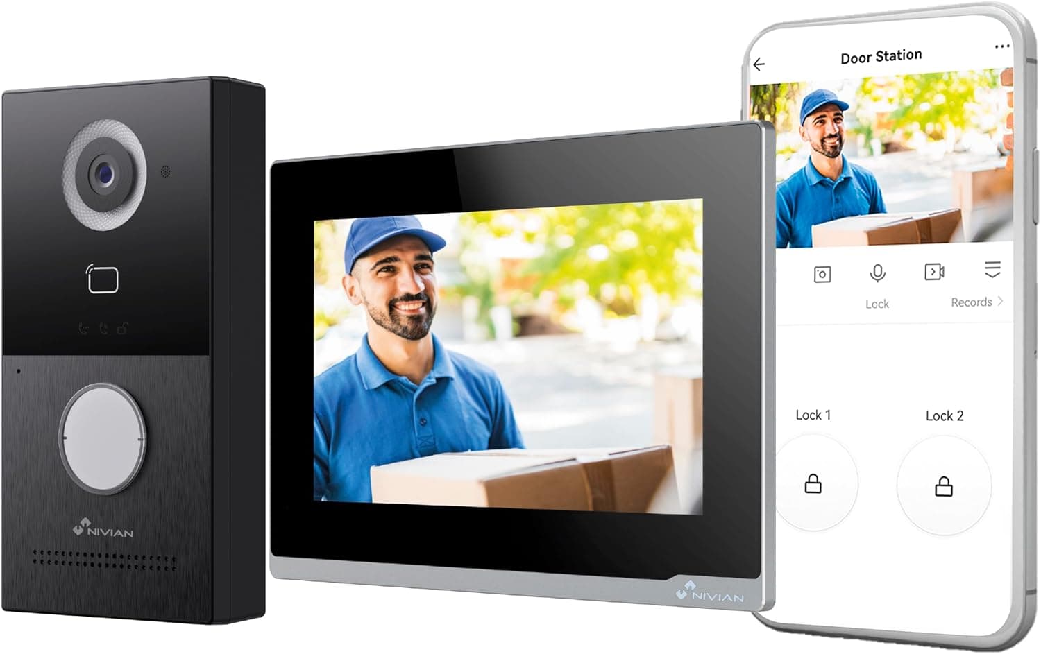 Videoportero Nivian NVS-VIDEOINTERCOM-2W Full HD WiFi 7" Táctil Audio Bidireccional IP65