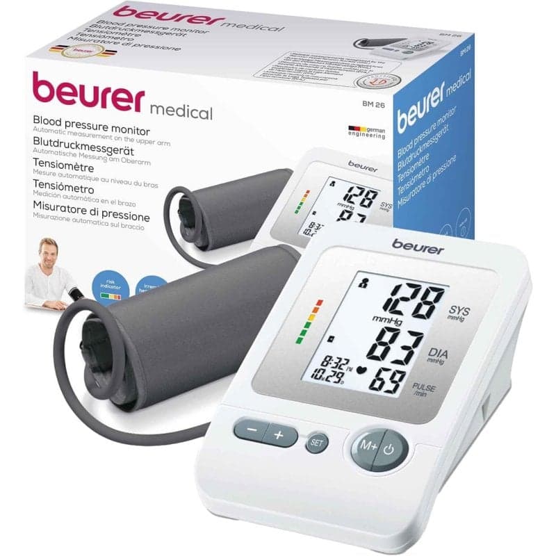 Tensiómetro Beurer BM 26 pantalla extragrande, 4x30 memorias, detección arritmias