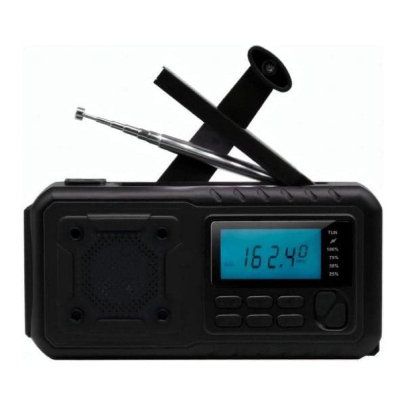Radio portátil beafon BTEC-RDS670 Black con manivela, linterna y panel solar