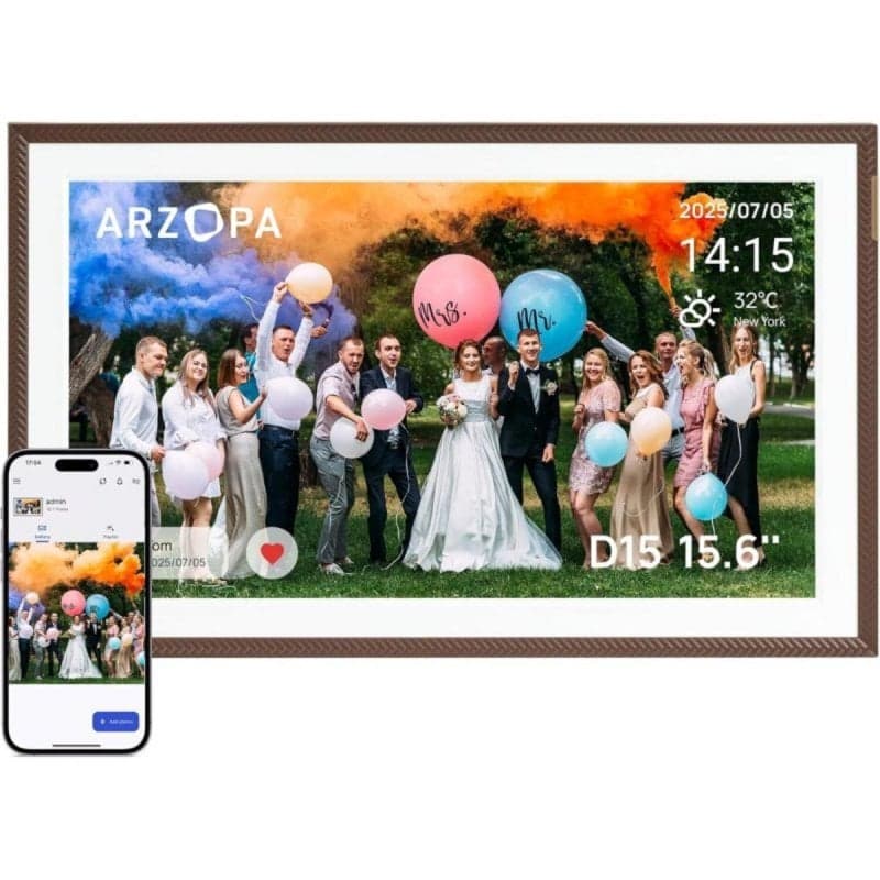 Marco de fotos digital Arzopa 15,6" IPS Táctil Wi-Fi Almacenamiento en la nube