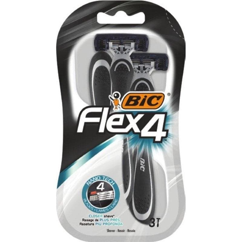 Maquinilla de afeitar BIC Flex 4 Negro Gris 4 cuchillas pack 3 unidades
