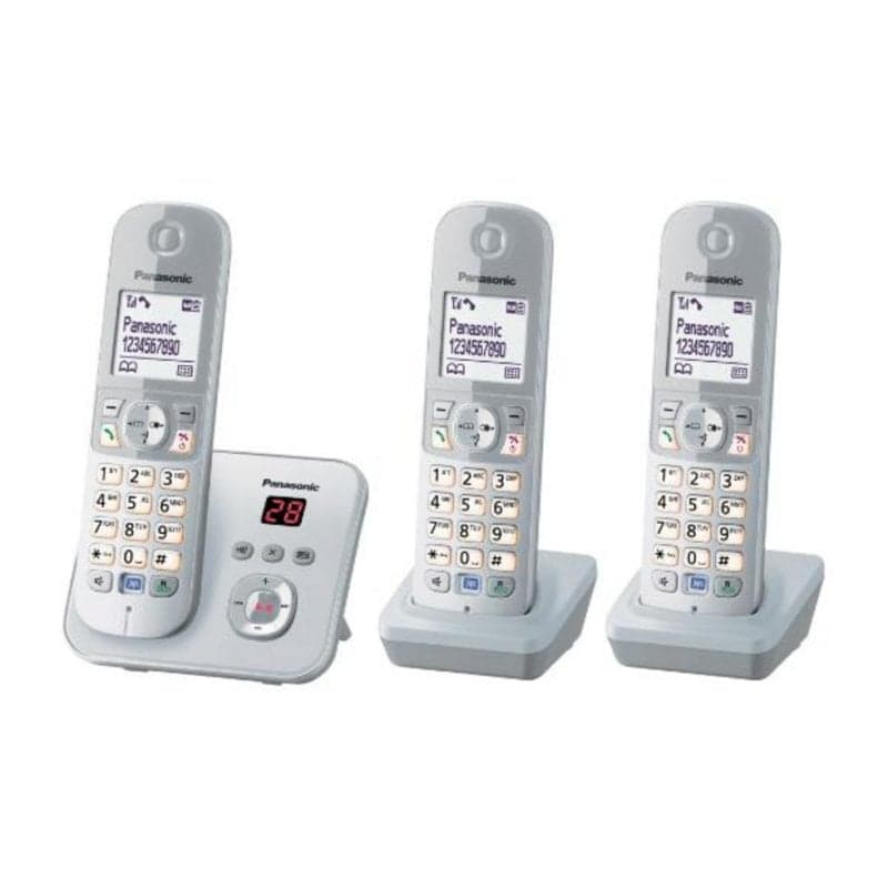 Teléfono Panasonic KX-TG6823 DECT Altavoz Identificador de llamadas Plata Blanco
