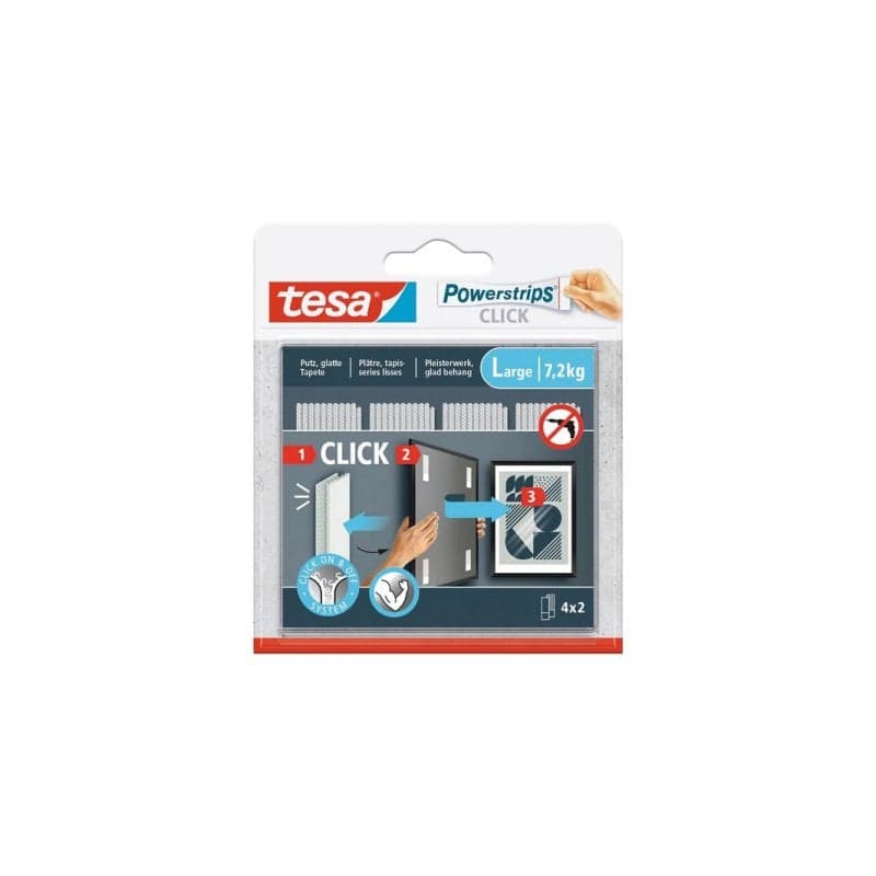 Almohadilla de fijación Tesa Powerstrips CLICK L Blanco Interior 7,2 kg 20x85 mm 8 unidades