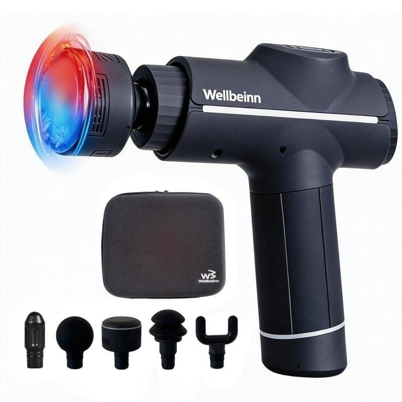 Pistola de Masaje Wellbeinn BE IN 02 3D Pro Terapia Frío Calor 5 Cabezales