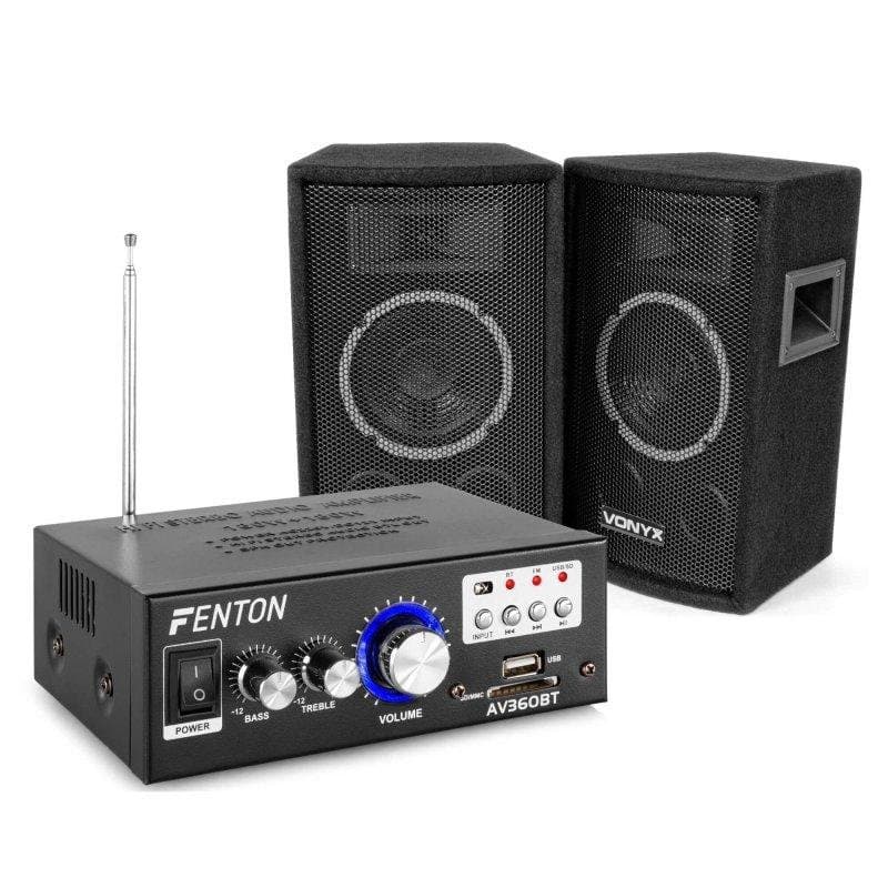 Pack sonido Vonyx SL6 150W RMS Amplificador AV-360 USB/SD Cables 10m