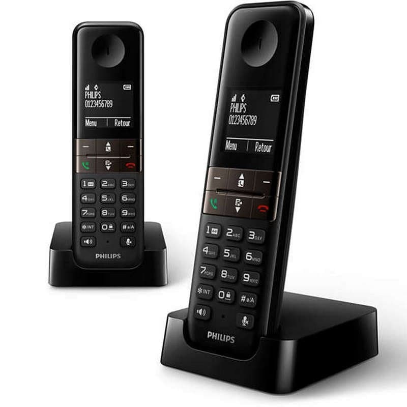 Philips D4702B/34 Teléfono Inalámbrico Duo Negro