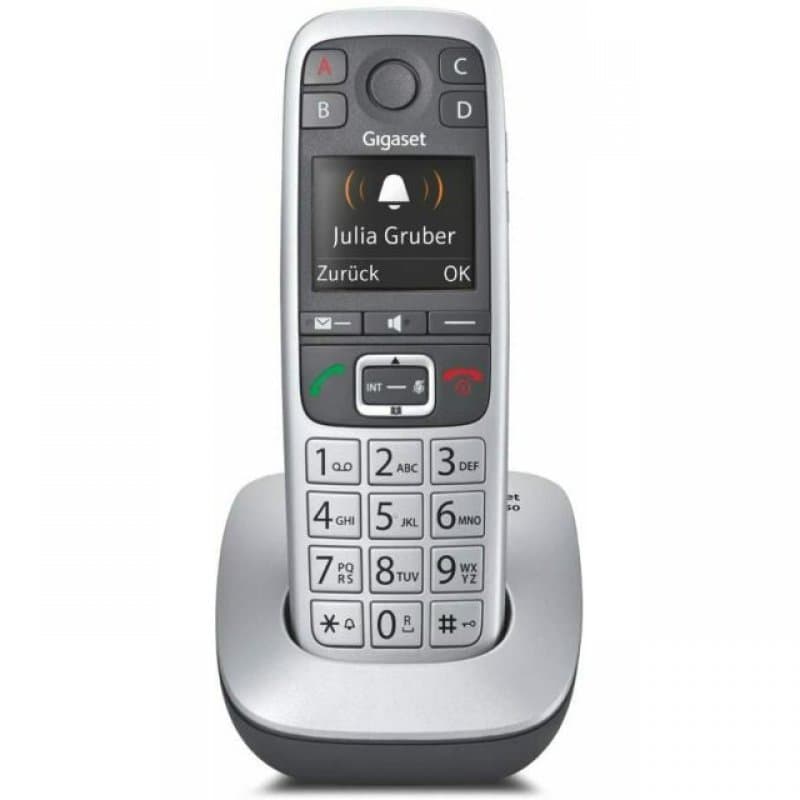 Gigaset E560A Teléfono Inalámbrico para Mayores DECT Negro/Plata