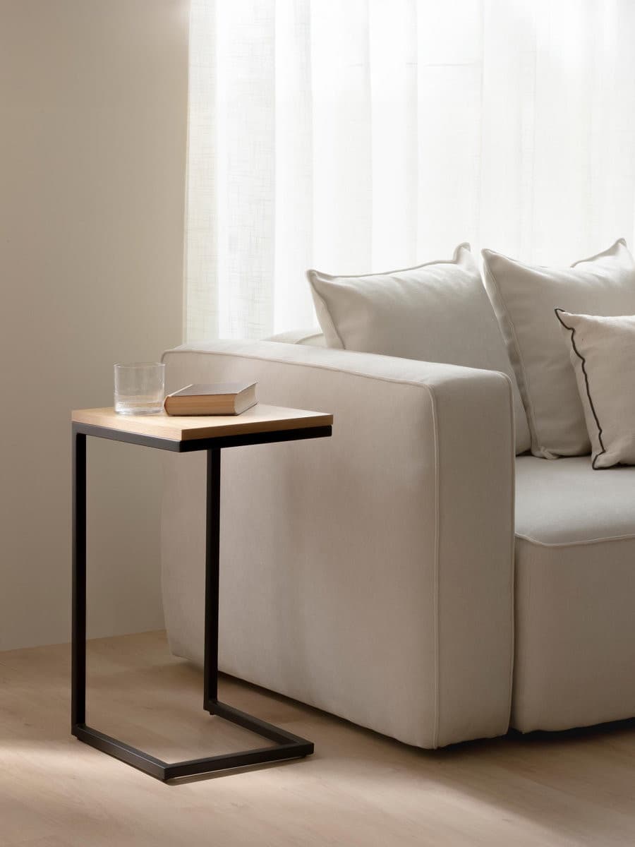Galia Mesa auxiliar rectangular de chapa de roble negra 40 - Kenay Home