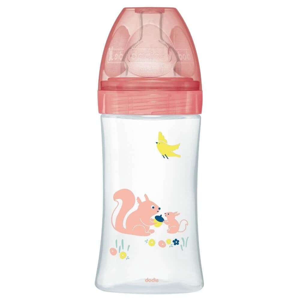 Biberón con función sensorial y tetina plana anticólicos Debit 2, Jardín, 0-6 meses, 270 ml, Dodie