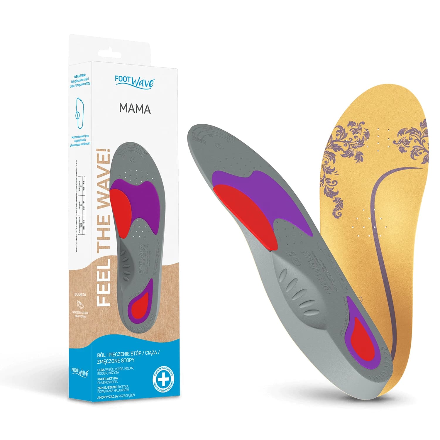 FootWave Mama, plantillas ortopédicas, XSmall, 35-38, 1 par