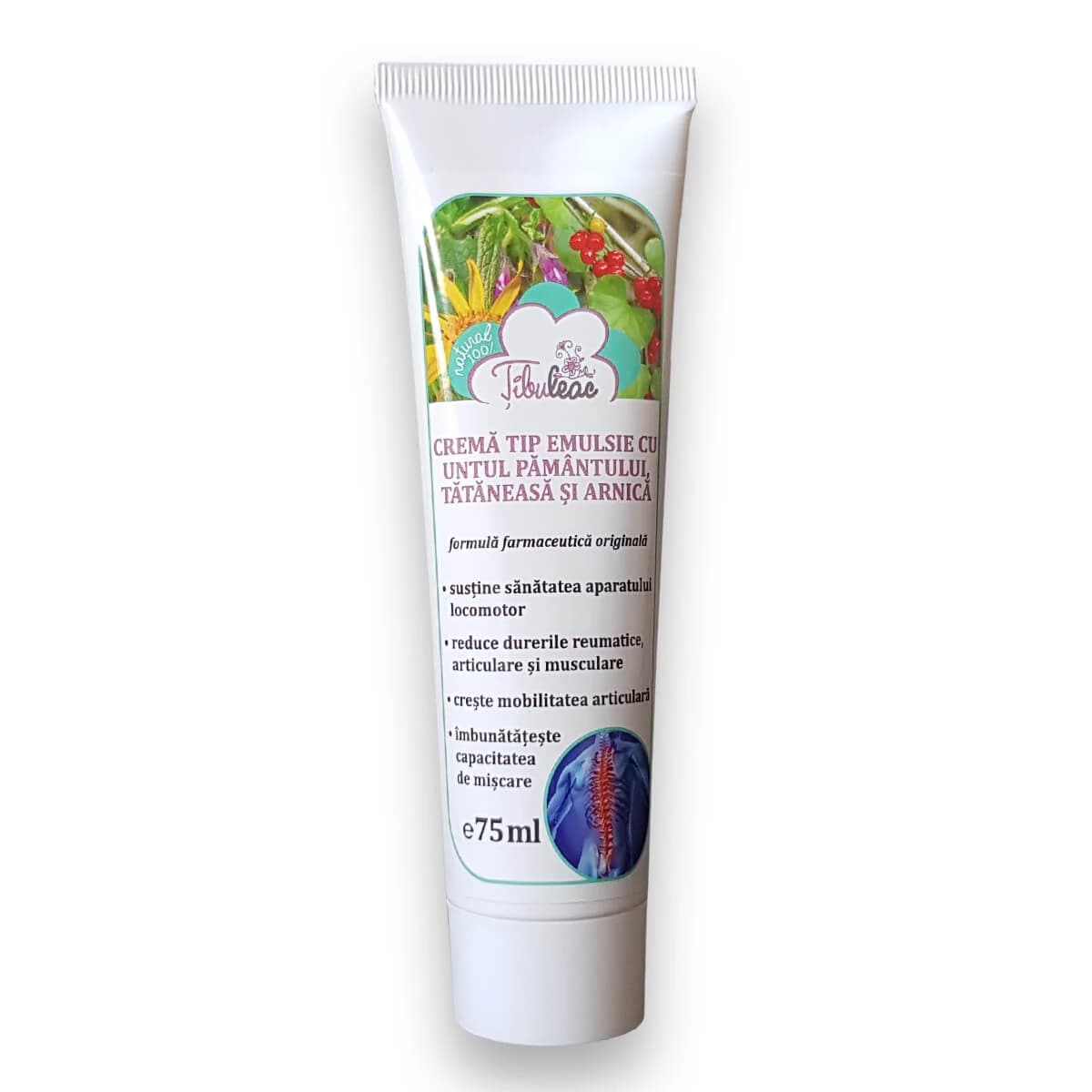 Crema emulsión con manteca de tierra, tanino y árnica, 75 ml, Tibuleac Plant