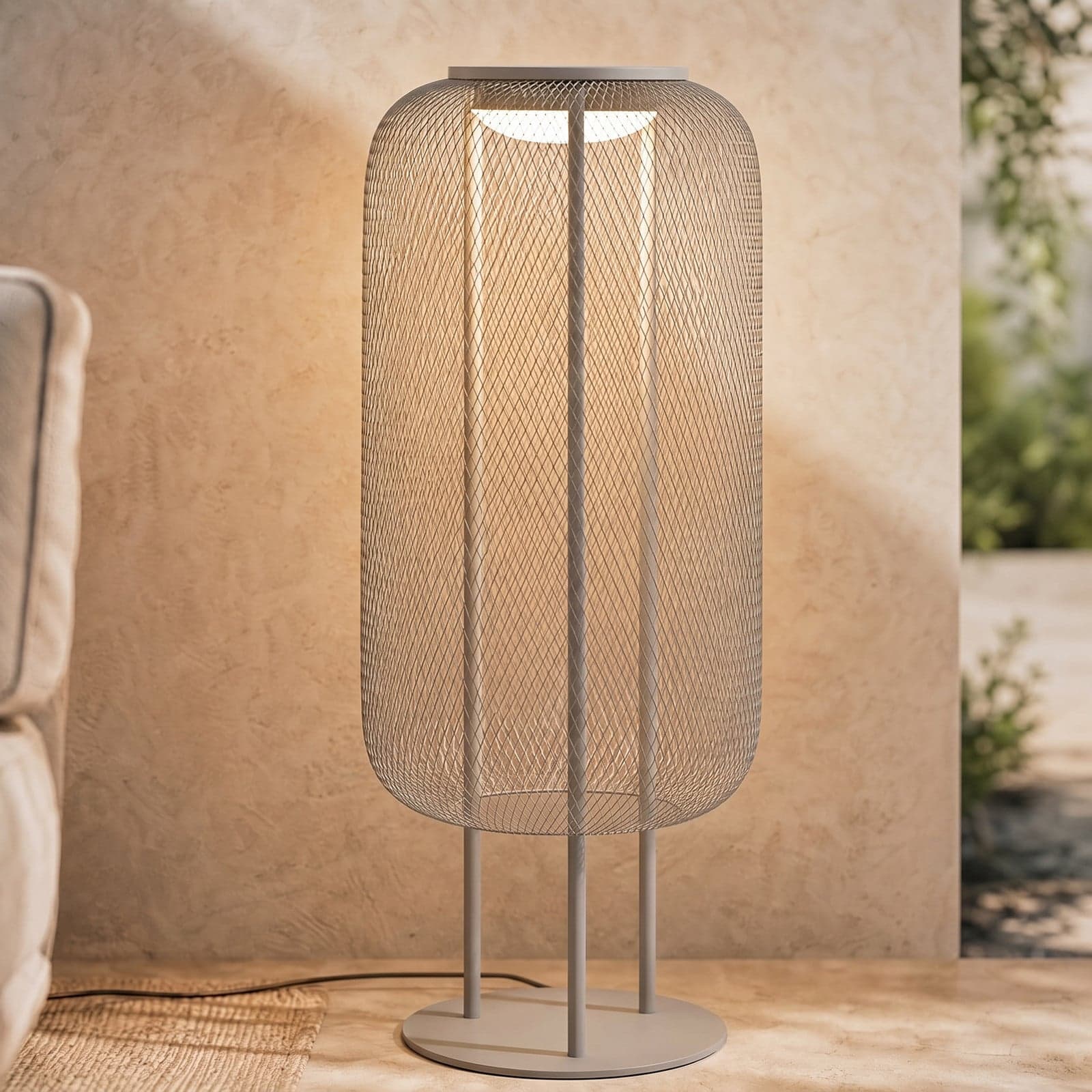 Lámpara de pie LED Korvyn, gris piedra, altura 80 cm, IP44 Lucande - Diseño - Metal - Bombilla única