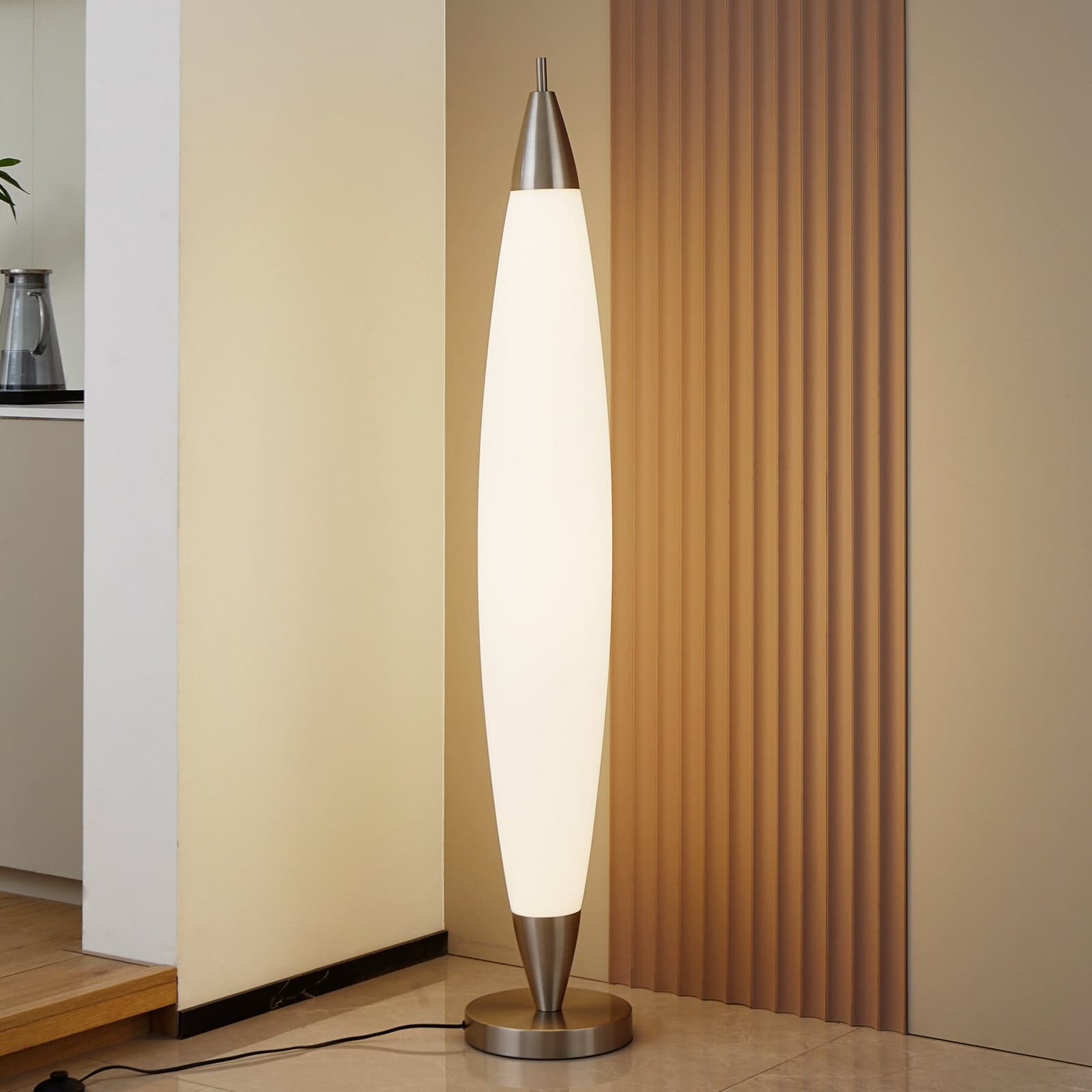 Tarell LED Lámpara de Pie H146 Dim. Blanco/Nikkel Lucande - Sala de estar / salón - Moderno - Plástico - Bombilla única