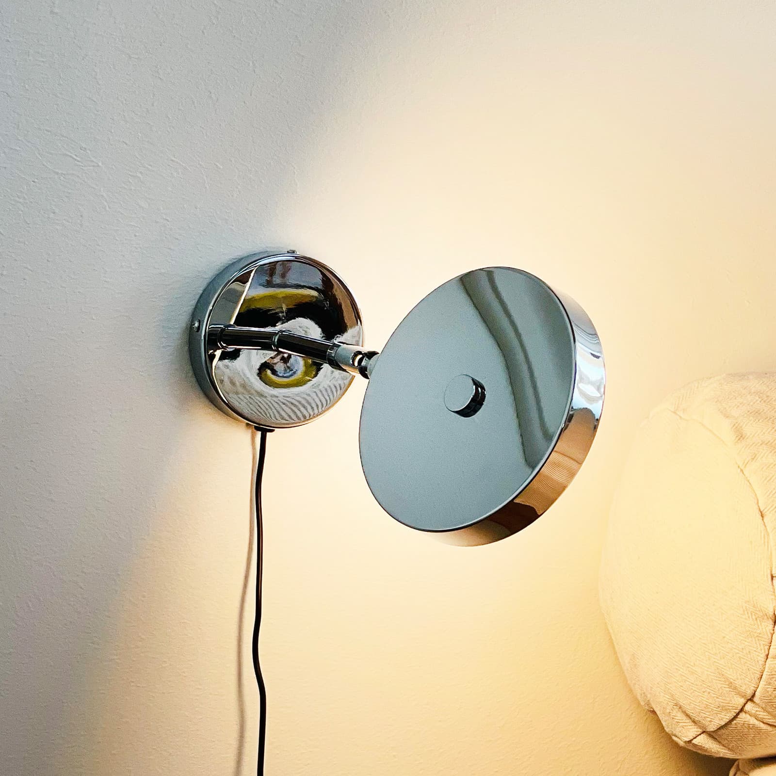 Aplique de pared LED Starlight, cromada, Ø 14 cm, atenuable Dyberg Larsen - Sala de estar / salón - Diseño - Metal - Con pantalla