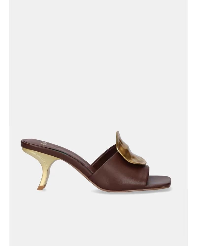 EXE MULE DE TACÓN NINA-212 CON DETALLE METÁLICO MARRON