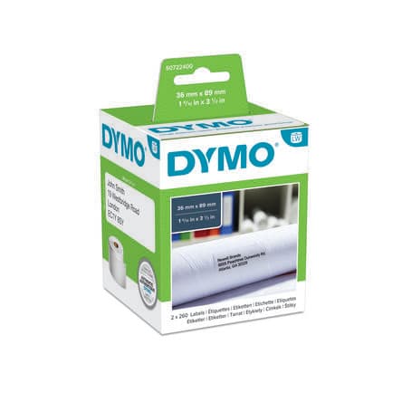 Dymo Blanco Negro Rollo de etiquetas 89 mm 89 mm 260 Por rollo