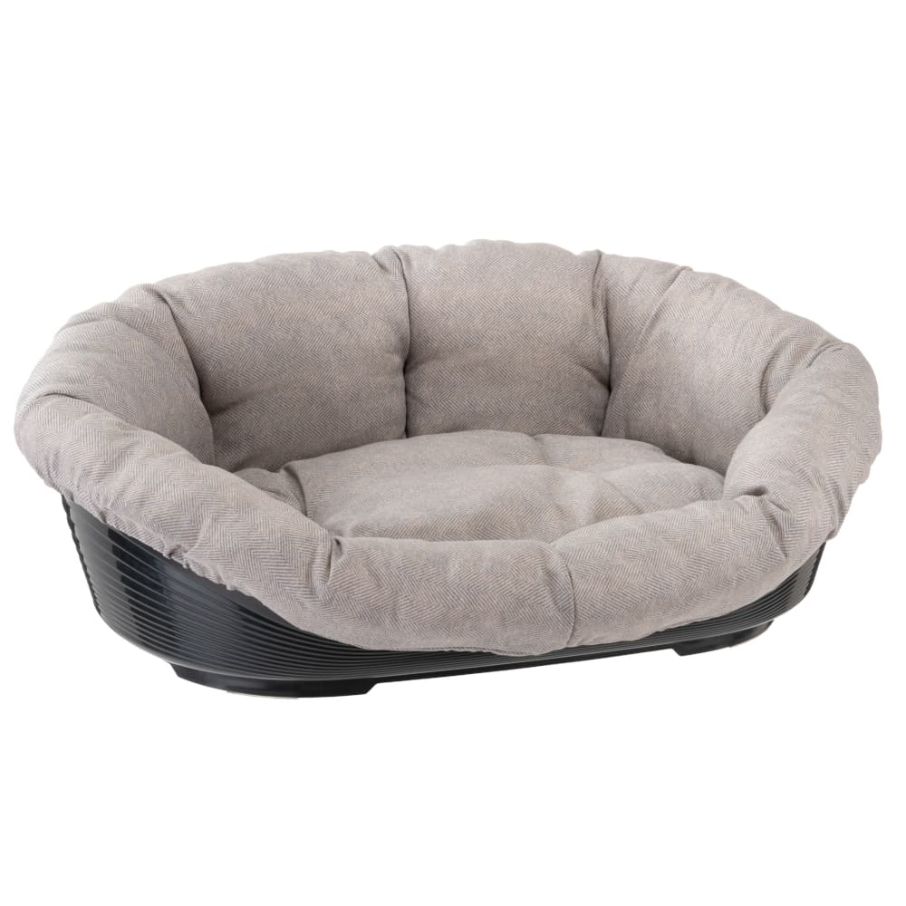 Conjunto: Siesta Deluxe da Ferplast + capa Sofà Tweed bege - Cesto tamanho 8: C 82 x L 59,5 x A 25 cm