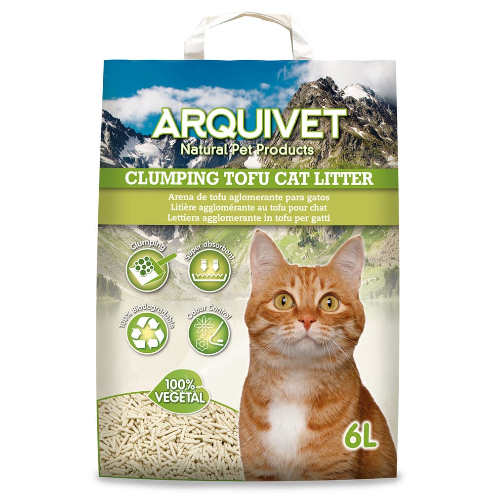 Areia aglomerante Arquivet com tofu para gatos - 6 litos