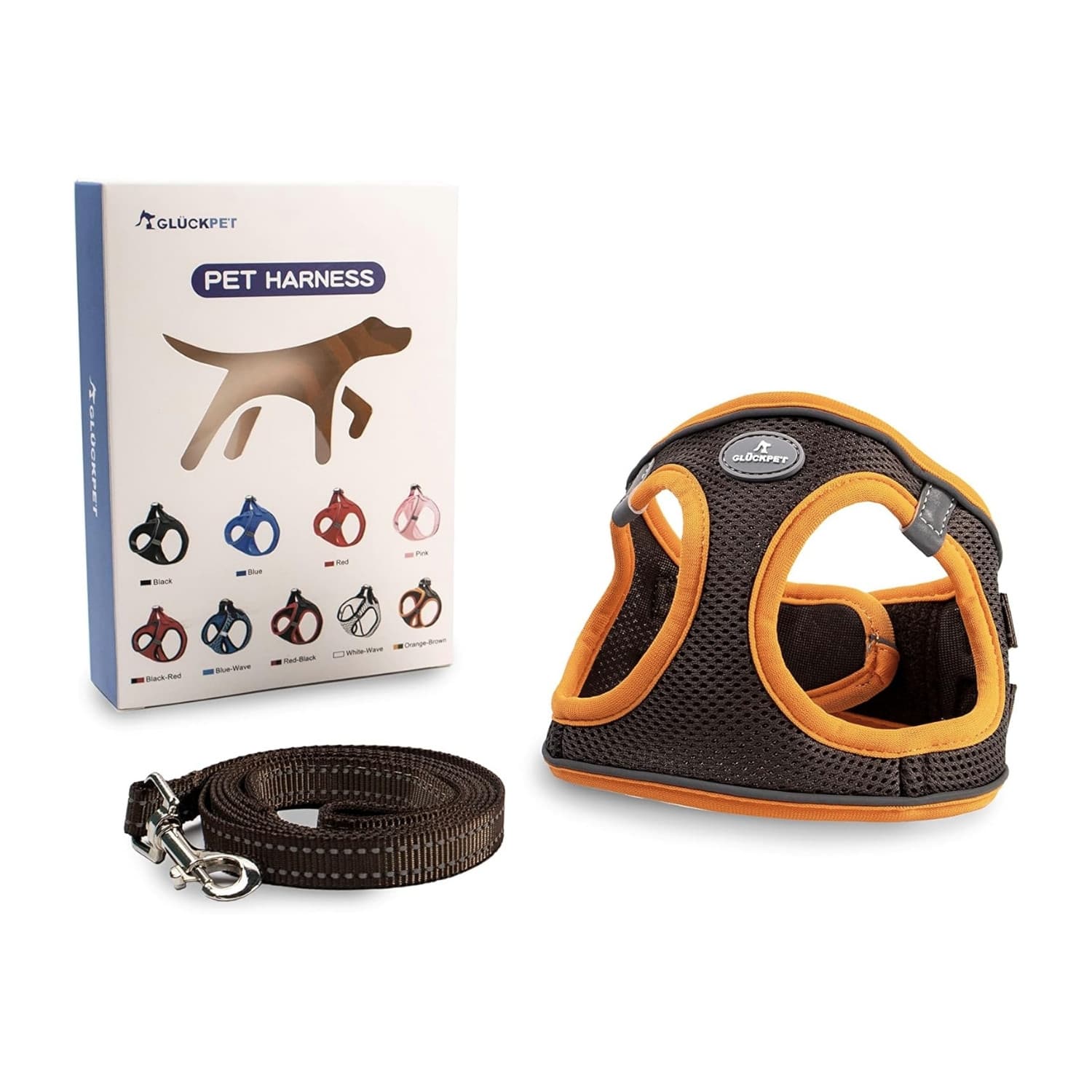 Arnés para Perros Pequeños y Medianos con Correa de 1.4m Antitirones Reflectante Talla L Glückpet