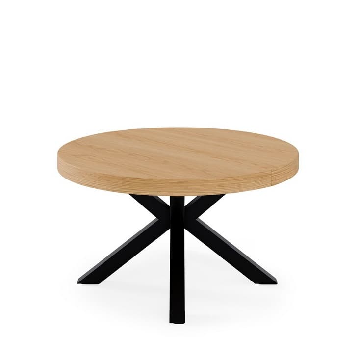 Mesa redonda extensible MILDRED roble negro 120-170 cm