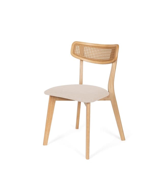 Silla Shirley rejilla cannage roble asiento beige
