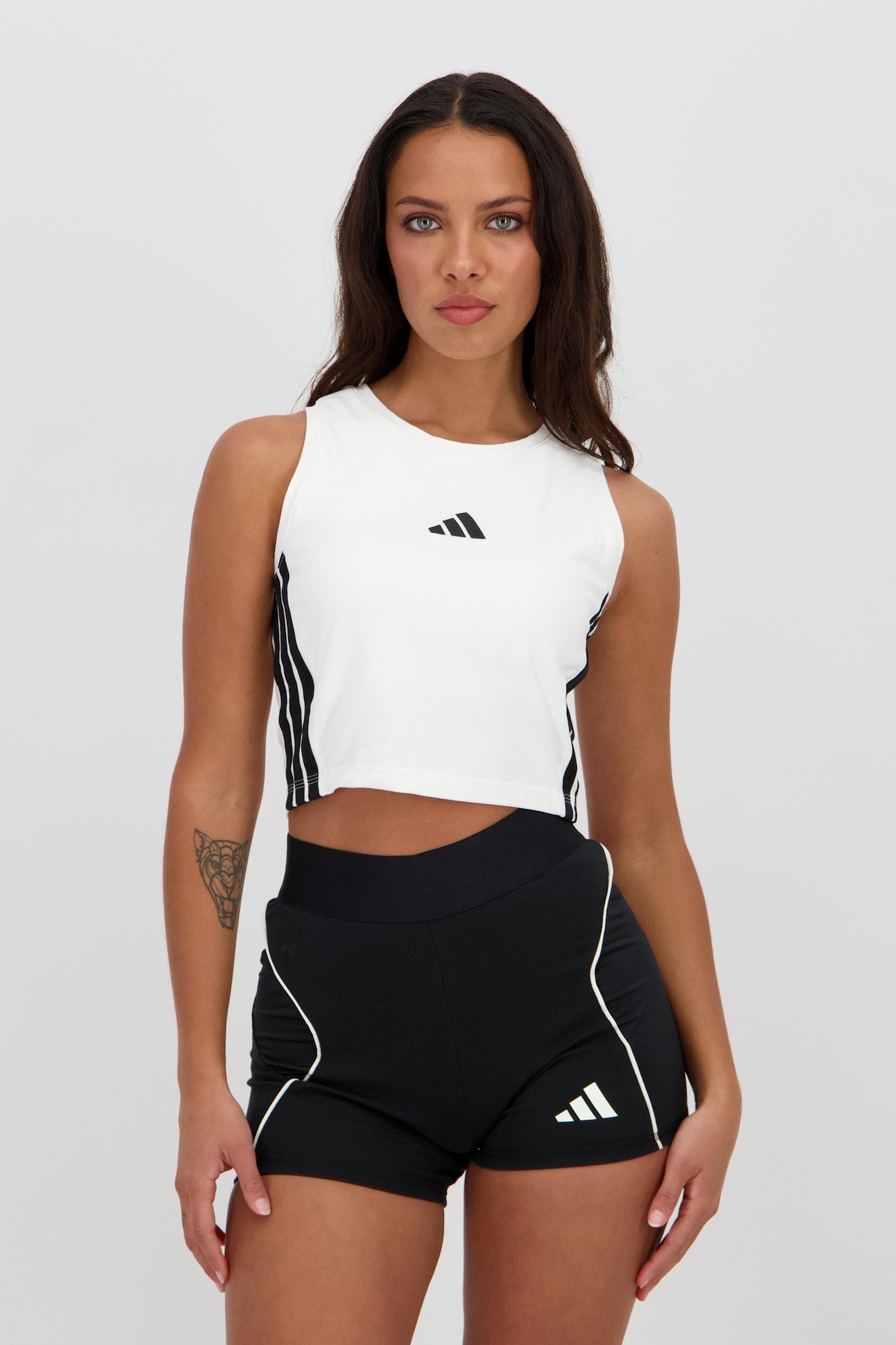Camiseta Sin Mangas adidas - Blanco - Camiseta Crop Top Mujer MKP talla 2XS