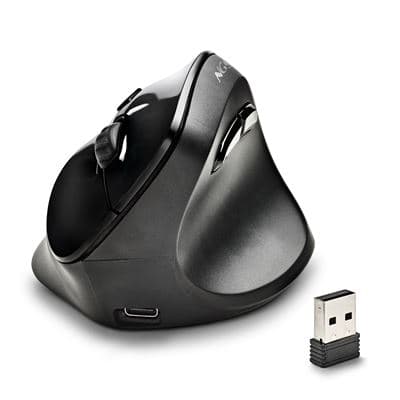 Ratón Inalámbrico Ngs Evo Moksha Ergonómico Recargable Silencioso Dpi Ajustable Negro