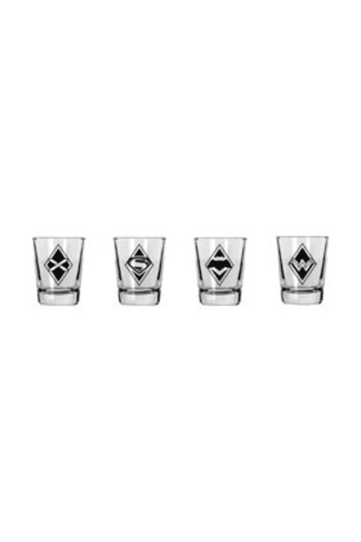 Set 4 Mini Vasos Logos Batman V Superman Dc