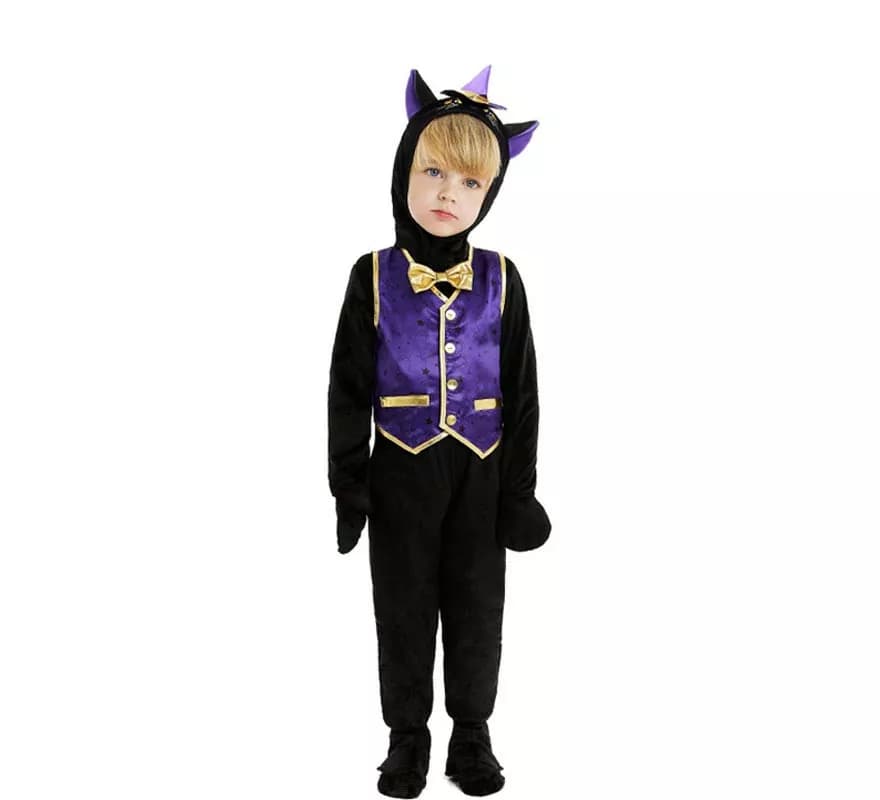 Disfraz de Gatito en traje con capucha y pajarita para bebé y niño