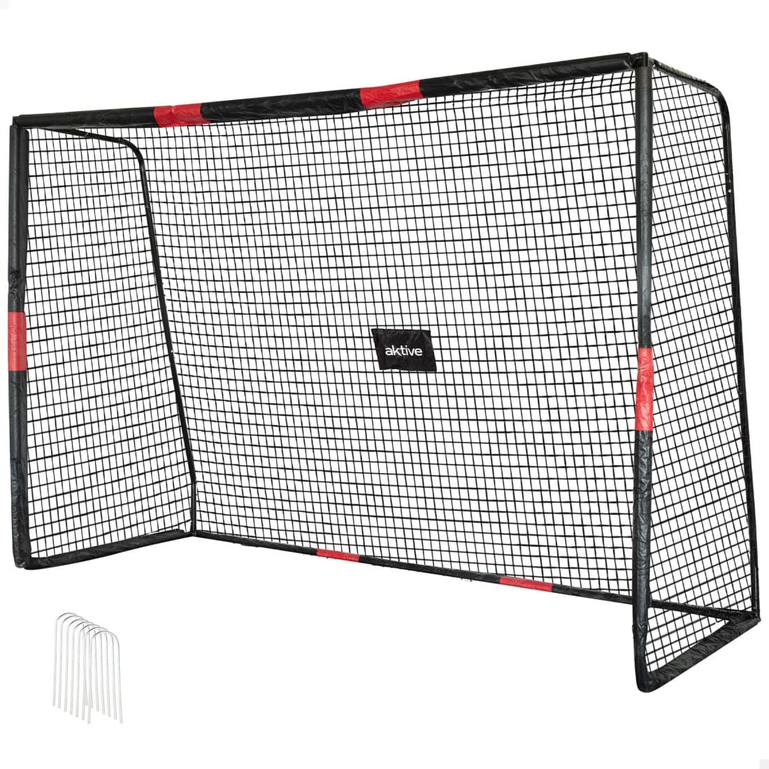 Portería de fútbol 300x120x200 cm con protección y 7 piquetas