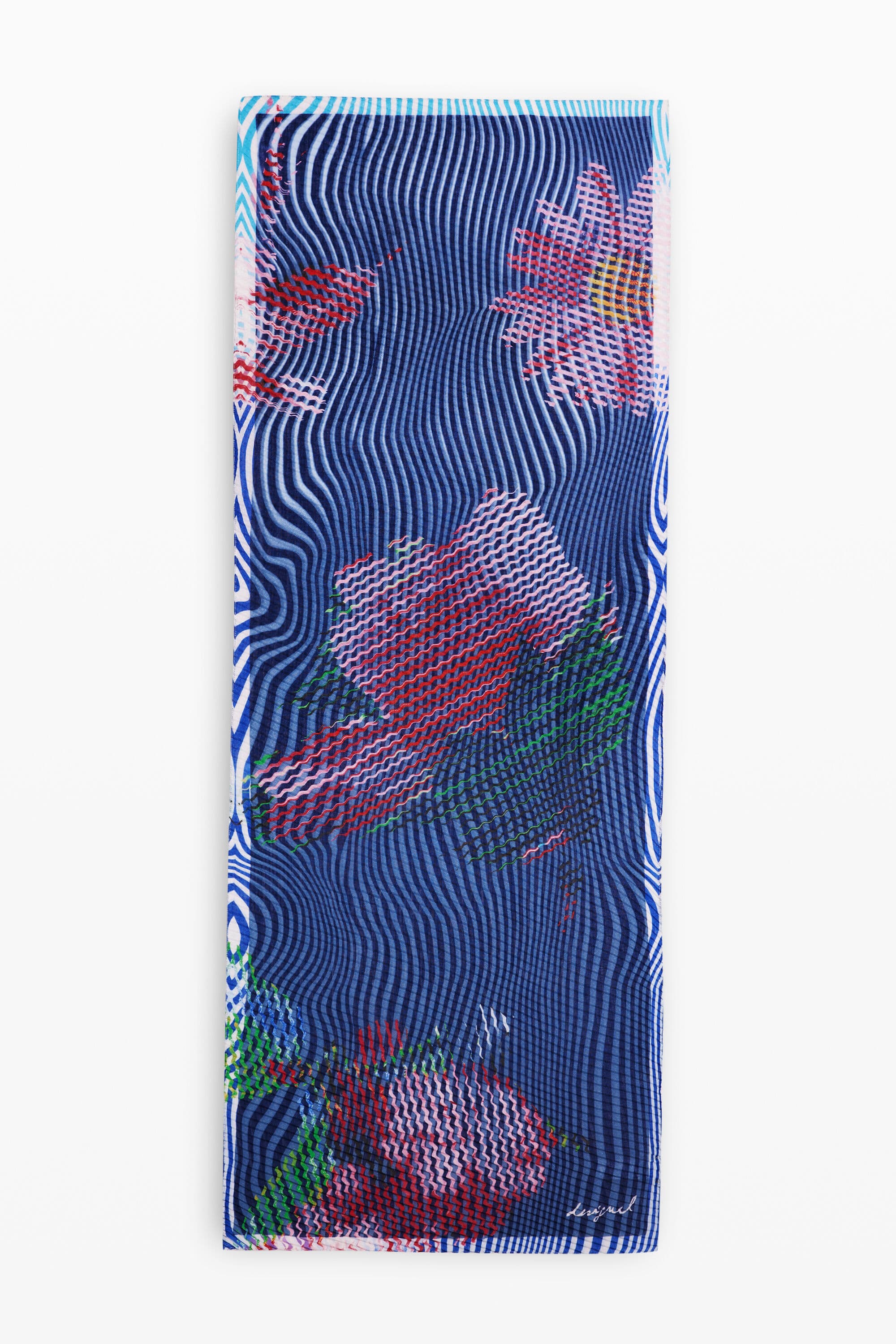 Desigual, Foulard rectangular bluestrip, Poliester, Azul, U