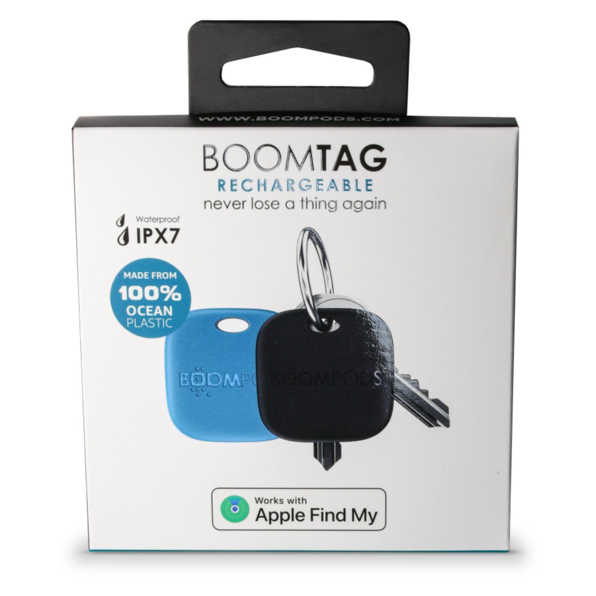 Boompods boomtag rechargeable duo pack blue & black