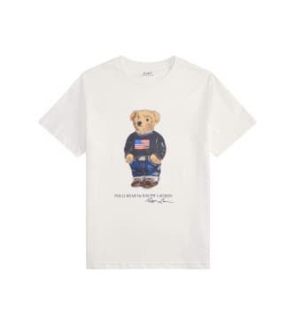 Polo Ralph Lauren para niño. 323P00508001 Camiseta de algodón con Polo Bear ((M) 8/9años= 140/149cm), Blanco, Casual, Manga corta, moda infa