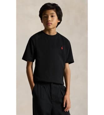 Polo Ralph Lauren para niño. 323832904036 Camiseta de algodón con cuello redondo negro ((S) 6/7años= 136/138cm), Casual, Manga corta, moda i